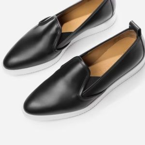 Everlane Black Italian Leather Street Shoe Slip Loafers Size 8.